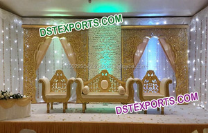 Escenario de boda de cristal dorado de fibra de cristal, escenario tradicional de boda - Product Image 3