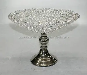 Tigela de cristal com suporte de metal, tigela de frutas decorativa, tigela de frutas com decoração de mesa