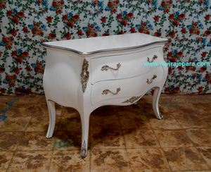 Meubles en bois Blanc Argent Bombay Armoire 2 Tiroirs De Style Français - Product Image 2