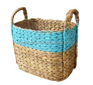Panier rond en jacinthe d'eau avec poignée, coloré et de haute qualité - Product Image 3