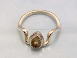 Anillo de Boda de Plata de Ley 925 con Cuarzo Citrino Clásico de Alta Calidad para Mujer - Product Image 4