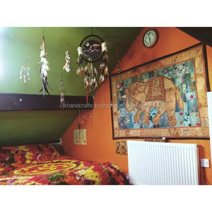 Patchwork éléphant tenture murale indien brodé Patchwork mur Art coureur tapisserie - Product Image 1