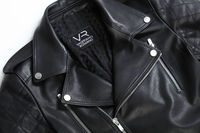 Blouson de moto en cuir de veau fini pour homme - Service OEM - Automne - Coupe-vent - Imperméable - Respirant - Écologique - Lavé