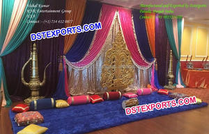 Decoración de Escenario Árabe para Bodas, Decoración de Escenario Colorida para Sangeet Nocturno, Decoración de Escenario para Mehandi de Bodas - Product Image 6