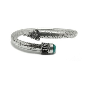 Bracelets à manchette ouverte, conception d'éléphant Turquoise unique, Bracelets en argent Sterling 925, bijoux en argent faits à la main, bijoux en argent indien - Product Image 1
