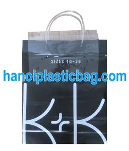Top grade square bottom plastic bag with hard plastic handles - Product Image 2