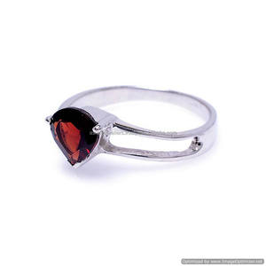 925 Sterling Silver Handmade <b>Ring</b> with Garnet Quartz Gemstone <b>Rhodium</b> Plated Bezel Setting for Wedding Party or Anniversary - Product Image 1