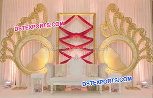 Paneles de puerta de fibra tradicionales y el último telón de fondo de escenario de boda indio decoraciones de boda elegantes - Product Image 6