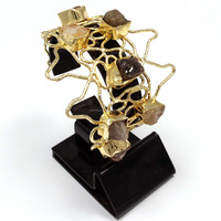 Bracelet manchette ajustable vintage pour femme, en pierres de quartz semi-précieuses multicolores brutes, serties sur fil, style statement
