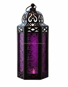 Farol de cristal morado estilo marroquí: El arte hecho a mano - Product Image 1