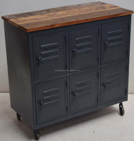 Armoire de rangement multi-tiroirs en bois avec cadre en fer vintage américain industriel, convertible, pour l'extérieur, la maison, le salon