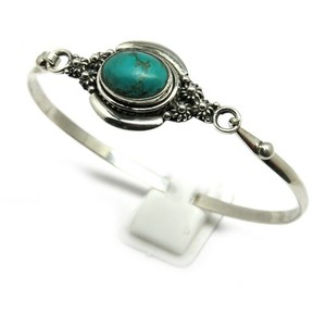 Bracelet Bohème Chrétien Plaqué Argent avec Turquoise pour Danse, Bijou Unisexe du Rajasthan – Grande Vente - Product Image 5
