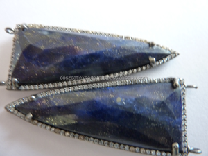 Colgantes y dijes de joyería fina de plata esterlina, collar de punta de flecha de lapislázuli a la moda con conector de diamante, joyería chapada en oro - Product Image 2