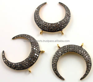 Colgante de Diamante, Dije de Media Luna, Conector de Acero Inoxidable, Accesorios de Joyería - Product Image 3