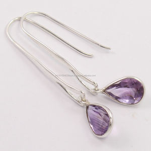 Best Seller Handcrafted Women's & Girl's Drop <b>Earrings</b> 925 Sterling Silver Natural Amethyst Gemstones Wedding Party Gift Her - Product Image 2