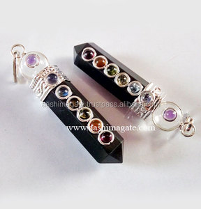 Vente en gros de 2 pendentifs faits à la main en agate tourmaline chakra quartz rose noir Feng Shui pierres de mascotte pierres de guérison directe - Product Image 1