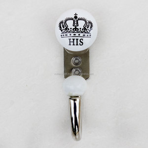 Handmade Ceramic Floral <b>Black</b> and White Decorative Wall Coat <b>Hooks</b> Reusable Utility Hat Coat Keys Bags Clothes Heavy Duty - Product Image 3