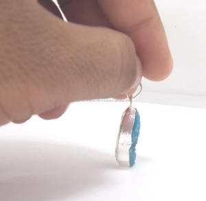 Piedra preciosa Druzy natural con colgante de collar de joyería de moda hecho a mano Chapado en plata galvanizada - Product Image 3