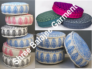 Balajee Moderne Indien Brodé Pouf Rond Ottoman Tabourets 100% Coton Salon Tabouret Pouf - Product Image 1