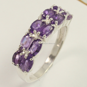 Pierre précieuse d'améthyste naturelle, belle bague, en argent Sterling 925, portable, de bijoux, toutes tailles - Product Image 1