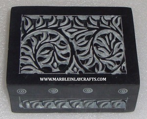 Mármol blanco natural con forma de rectángulo con hermosa madreperla azul incrustaciones diseño de flores joyero de propósito de regalo - Product Image 4