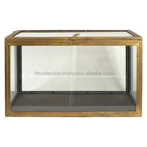 ตู้โชว์กระจกโชว์ผลงานโบราณแปรงทองเหลืองและกระจกแสดงกล่อง - Product Image 1