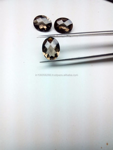 8*10mm Ovale En Gros Cheaker Cut Quartz Fumé Pierre Lâche - Product Image 5