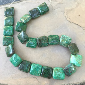 Cuentas de piedras preciosas de crisocola cuadradas cúbicas verdes de alta calidad - Product Image 4