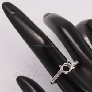 แหวนหมั้นทุกขนาด925เงินสเตอร์ลิง6x8มม. รูปไข่ CZ กึ่งเมานท์งานแต่งงานของขวัญ unisex - Product Image 5