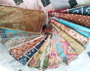 Multicolored <b>Vintage</b> Cotton Kantha Stole/<b>scarf</b> - Product Image 1