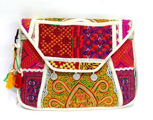 Sac à main indien vintage Banjara Floral froncé Kutch broderie traditionnelle fermeture à glissière à la main coton doublure sac à main pochette - Product Image 3