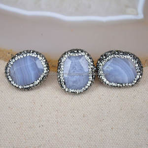 Perles en agate druzy en forme de goutte d'eau, pavé de cristaux, pierres précieuses, connecteur, pendentif, argent sterling 925 plaqué or - Product Image 1