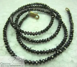 Kalung/Helai Manik-manik Berlian Persegi Hitam, Kalung Wanita Manik-manik Berlian Hitam Potongan Sangat Baik, Kalung Manik-manik Berlian