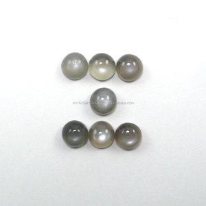 Piedra lunar gris Natural de alta calidad, piedra preciosa suelta de forma redonda, piedra blanca/azul semipreciosa para hacer joyas, Pendientes colgantes - Product Image 2