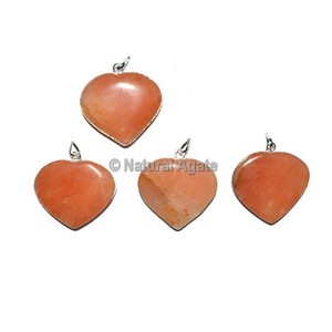 Colgantes de corazón de Aventurina de melocotón con piedras preciosas en forma de corazón de alta calidad | Colgantes de piedras preciosas - Product Image 1