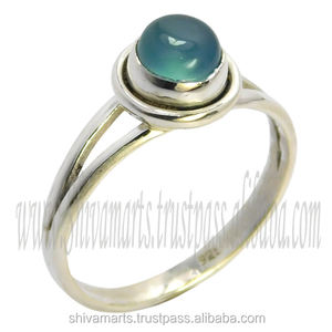 Popular diseño Real Calcedonia piedra preciosa eternidad Vermeil anillo 925 joyería de plata esterlina fabricante y proveedor - Product Image 2