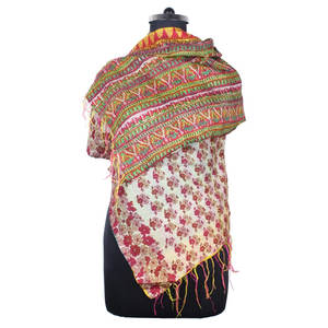 Kantha-Écharpe de Travail en Soie Fait Main, Style Vintage, Design Tendance pour Filles, SC1244 - Product Image 1