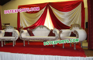 Meubles de mariage Royal Maharaja ensemble de canapé de roi de mariage ensemble de meubles de scène de mariage chaises Vidhi nouveau Design en bois Weding Mandap - Product Image 6