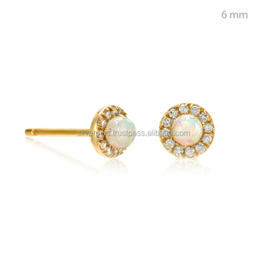 ต่างหูแบบหมุดสีทอง14K G-H สีสดใสสีรุ้งประดับเพชรดีไซน์ใหม่ - Product Image 3