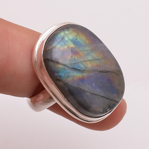 Natural <b>Labradorite</b> <b>Ring</b> Wholesale Fine Jewelry 925 Sterling Silver Jewelry Indian Silver <b>Rings</b> Manufacturer Exporters - Product Image 1