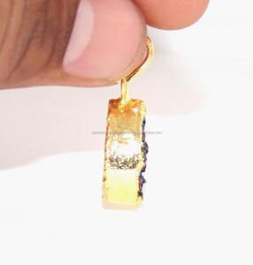 Pierre précieuse naturelle de paon Druzy avec plaqué or électrolytique fait à la main cadeau à la mode pour ses bijoux collier pendentif - Product Image 3