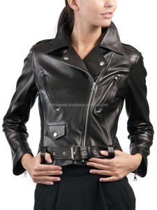 Premium dames pur cuir de mouton Bomber moto veste élégant Slim Fit hiver mode court imperméable respirant automne - Product Image 2