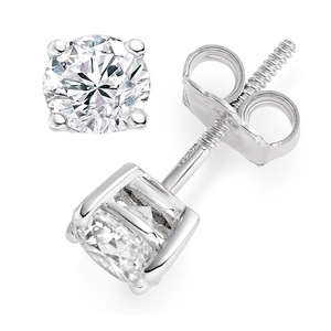Pendiente de diamante solitario, piedra Natural auténtica certificada, 0,60 CT, en oro blanco sólido de 14Kt - Product Image 1