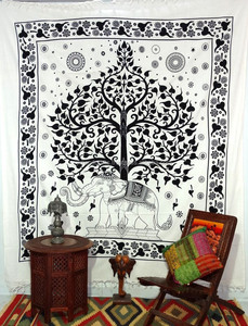 Mandala hippy con tapiz de elefante colgante de pared de árbol de la vida - Product Image 2