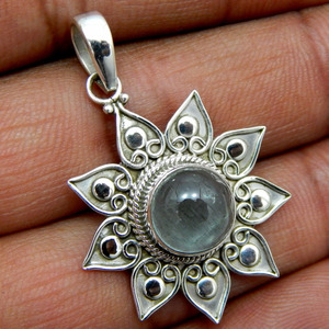 925 argent Sterling aigue-marine pierre précieuse naturelle pendentif mignon Style bijoux pour femmes mode pendentifs et breloques - Product Image 1