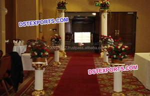 Columnas de pasillo de boda de fibra de vidrio modernas pequeños pilares decorados pasarela para bodas - Product Image 6