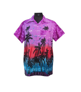 เสื้อเชิ้ตฮาวายของผู้ชายเสื้อ100% ผ้าโพลีเอสเตอร์คอกลมเสื้อลำลองแขนสั้นพิมพ์ลายดอกไม้งานตามสั่ง - Product Image 1