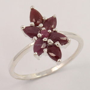 Size UK Any Claw Setting 925 Sterling Silver Jewellery Natural Pear And Round Red RUBY Gemstone Ring ! Best Gift