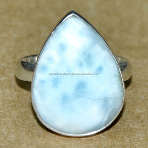 Anillo De piedras preciosas De Larimar genuino, Plata De Ley 925 sólida, moda De anillo hecho a mano, mayorista De joyería, fabricación De Casa De Plata - Product Image 1