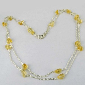 Magnifique collier pendentif en citrine jaune et argent sterling 925, chaîne maille forçat, style bohème, bijoux en pierres précieuses certifiées par un tiers - Product Image 2